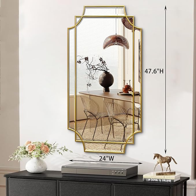 HQiJun Wall Mirror Full Length, Scalloped Beveled Polished Decorative Mirrors - Image 9