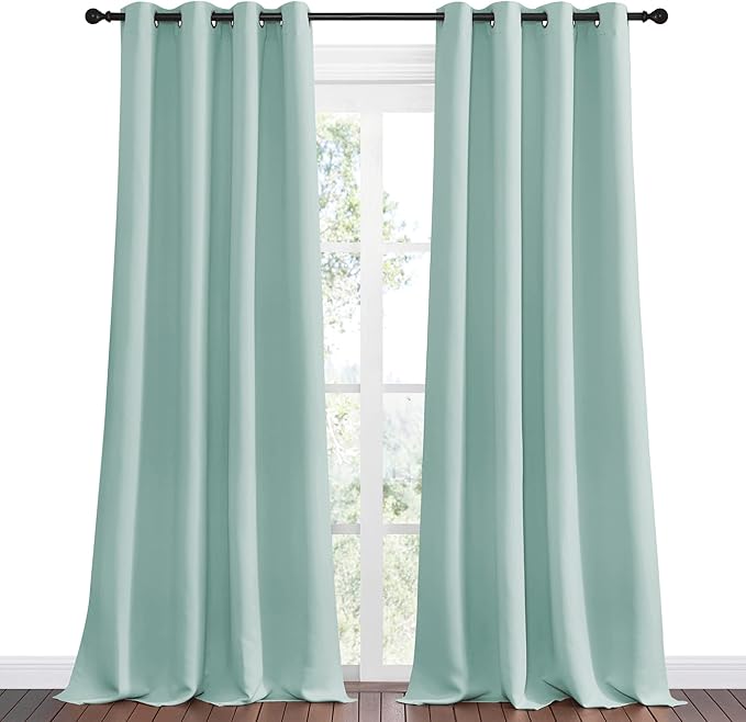 NICETOWN Aqua Blue Blackout Curtains 108" Long - Image 2