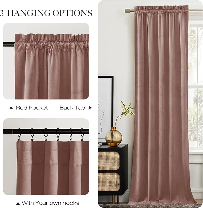 NICETOWN Dusty Pink Velvet Curtains and Drapes - Image 7