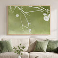 Framed Green Abstract Botanical Wall Art, Modern Minimalist Sage Green Canvas by Cuspin