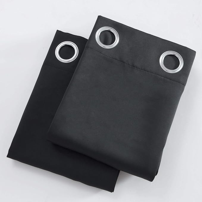 LEMOMO Blackout Curtains 52 x 84 inches Long Black Curtains Set of 2 Panels - Image 9