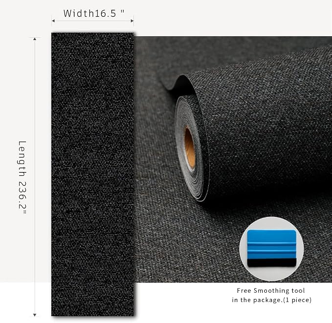 Black Peel and Stick Wallpaper Slight Velvety Feeling Woven Fabric Grasscloth - Image 8
