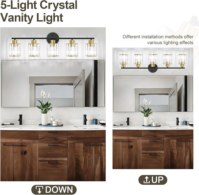Crystal Bathroom Light Fixtures, Bathroom Lighting Fixtures Over Mirror - Image 5