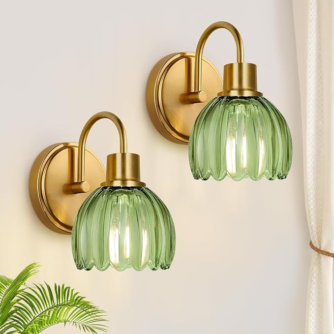2-Pack Brushed Gold Bathroom Vanity Light, Single-Head Wall Sconce by Meybiok