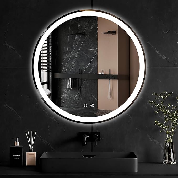 Sweetcrispy 28 Inch Round LED Bathroom Mirror by Sweetcrispy
