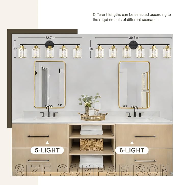 Crystal Bathroom Light Fixtures, Bathroom Lighting Fixtures Over Mirror - Image 3