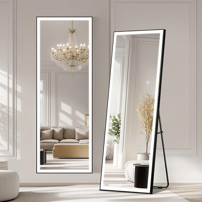 Kosmonia 67x20 Full Length Mirror, Dimmable 3 Color LED Light w/Light Memory by Kosmonia