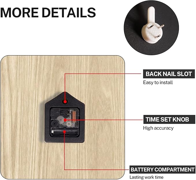 ArtSocket Wooden Wall Clock Silent Non-Ticking - Image 3