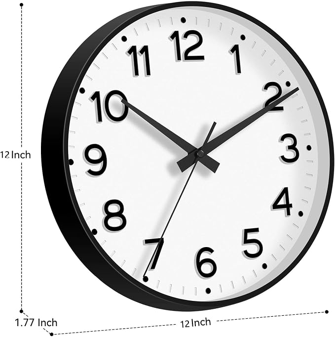 Roymnie Wall Clock 12 Inch Silent Wall Clocks Battery Operated-Modern Non - Image 3