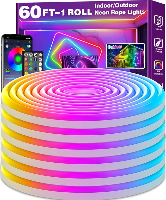 AILBTON 60Ft Neon Rope Lights, Flexible Led Rope Lights Control by AILBTON