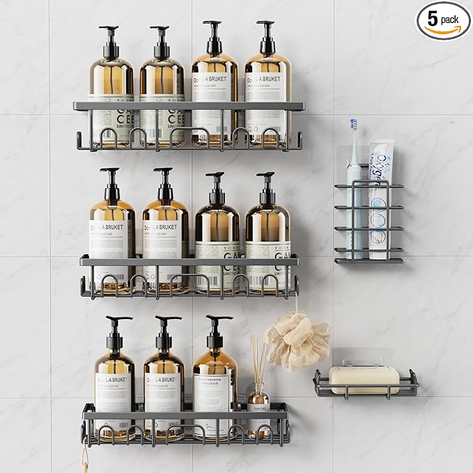 Shower Caddy, 5 Pack Shower Shelves by Deyhoc