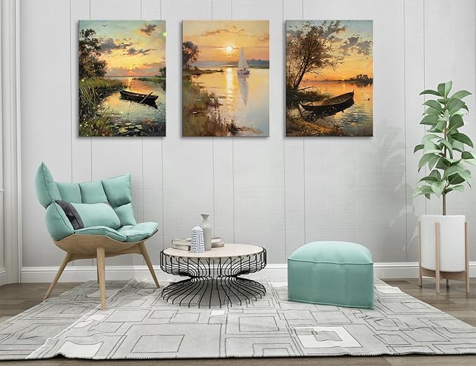 Vintage Farmhouse Sunset Canvas Wall Art - Image 4