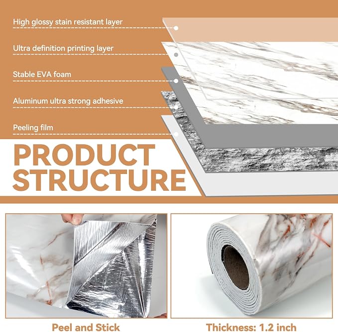 KASARO Peel and Stick Backsplash Wall Tile, 118 × 47 inch Self-Adhesive Thicker - Image 2