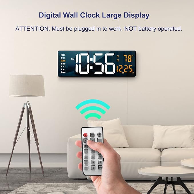 Digital Wall Clock Large Display, 16.2 Inch, LED Digital Clock - Image 2