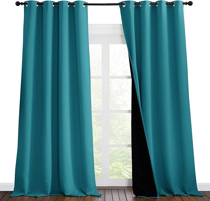 NICETOWN Full Shading Curtains for Windows, Super Heavy-Duty Black Lined by NICETOWN