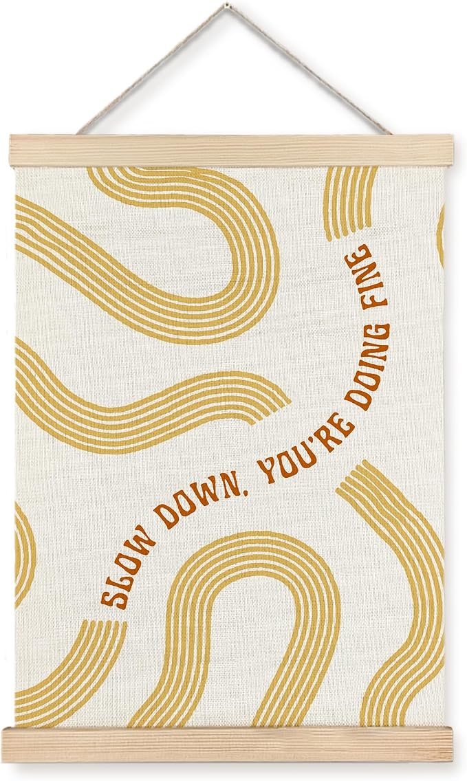 Yomisex Yellow Slow Down You're Doing Fine Inspirational Wall Art Poster by VintageHomeDecor