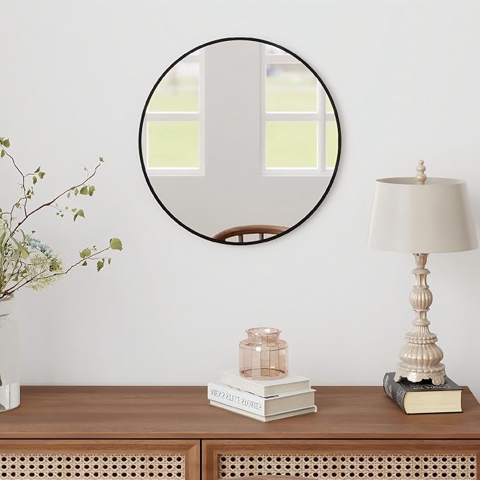 SCWF-GZ 20" Round Mirror Circle Wall Mounted Hanging or Against Wall Metal - Image 8