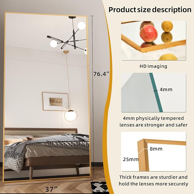 Beauty4U 76" x 37" Full Length Mirror - Image 2