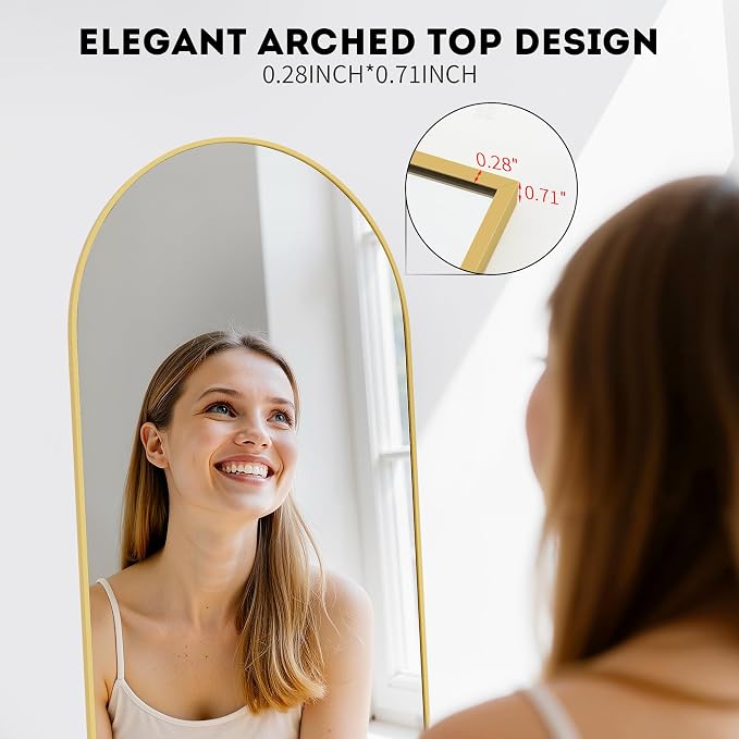 Simple Deluxe Arched Full Length Mirror, - Image 4