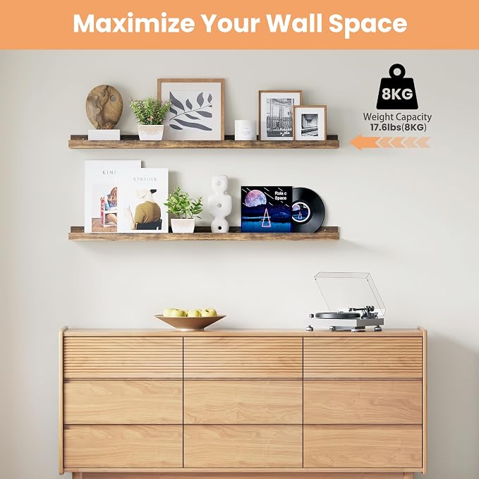 upsimples Floating Shelves for Wall, 47.3 Inch Shelves for Decor Storage Set of - Image 4
