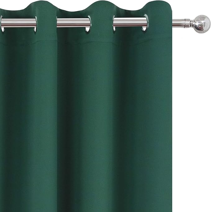 LEMOMO Dark Green Bedroom Blackout Curtains/52 x 63 Inch Long/Set of 2 Curtain - Image 7