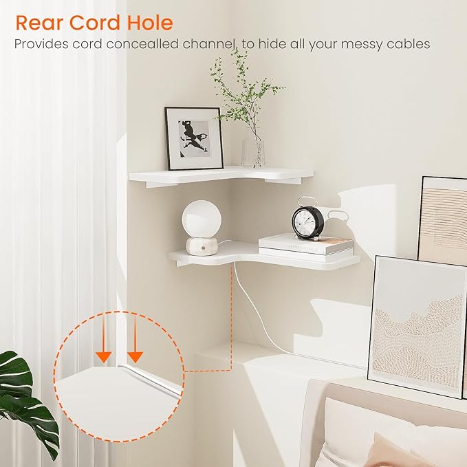 Homode Corner Floating Shelves, L-Shaped Wood Hanging Storage Shelf - Image 5