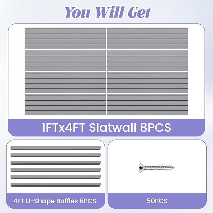 SMARTSTANDARD Heavy Duty PVC Slatwall Panels 4x8 ft, Interlocking Garage Wall - Image 7