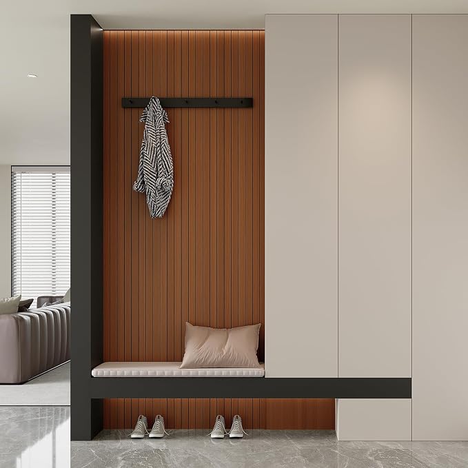 Yutianli PVC Slat Wall Panel Peel and Stick 236"x 15.7" Faux Wood Slat Panel - Image 4