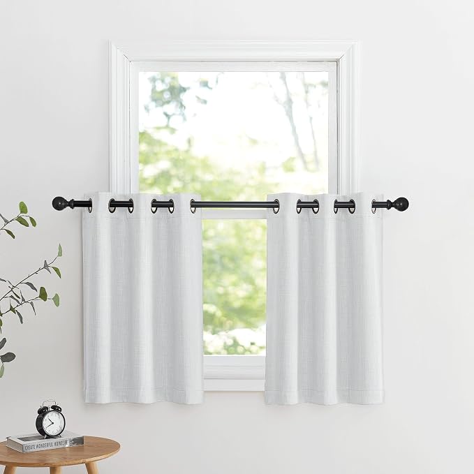 NICETOWN Faux Linen Greyish White Room Darkening Curtain Valances 36 inches Long by NICETOWN