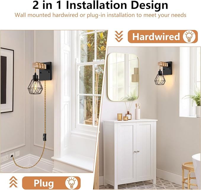 Lomoky Farmhouse Wood Wall Sconces - Image 5