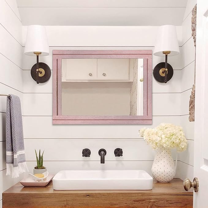 AAZZKANG Rectangle Mirror with Wood Framed Modern Farmhouse Hanging Wall - Image 6