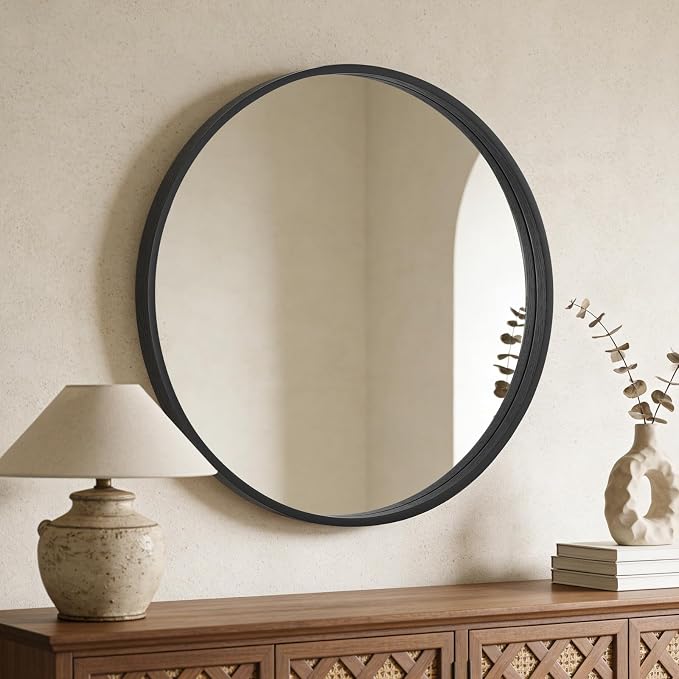 WallBeyond Round Wood Mirror - Image 3
