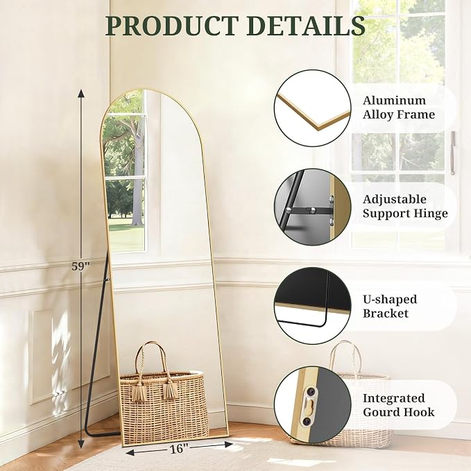 Mirror Full Length 59"x16" Full Body Floor Mirror - Image 4