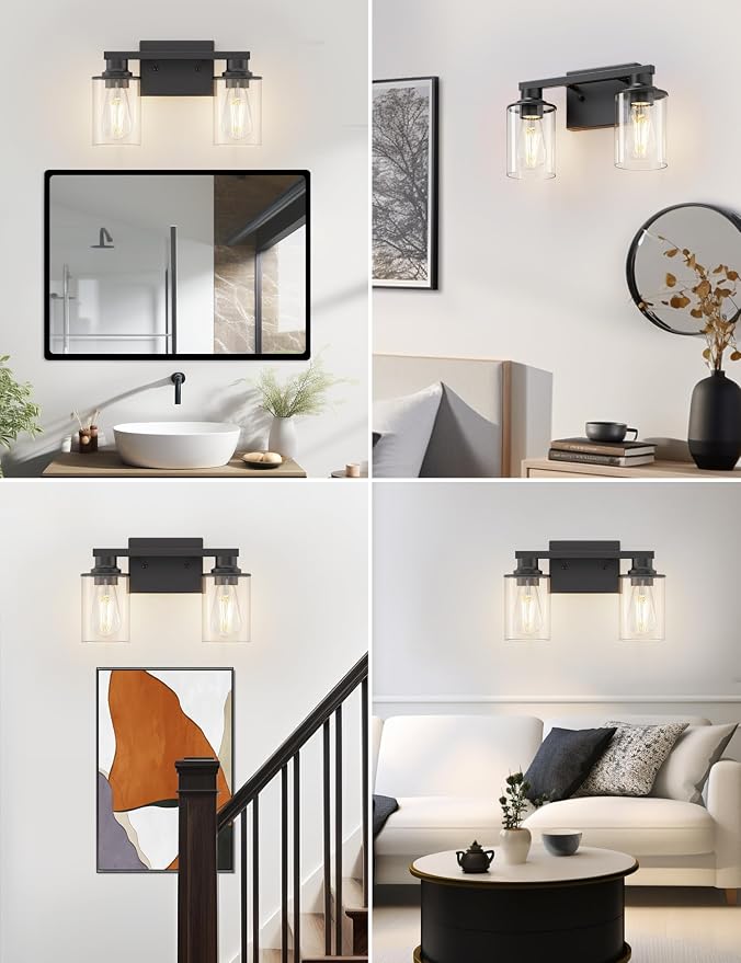 DORESshop 2-Light Black Bathroom Light Fixtures Over Mirror - Image 8