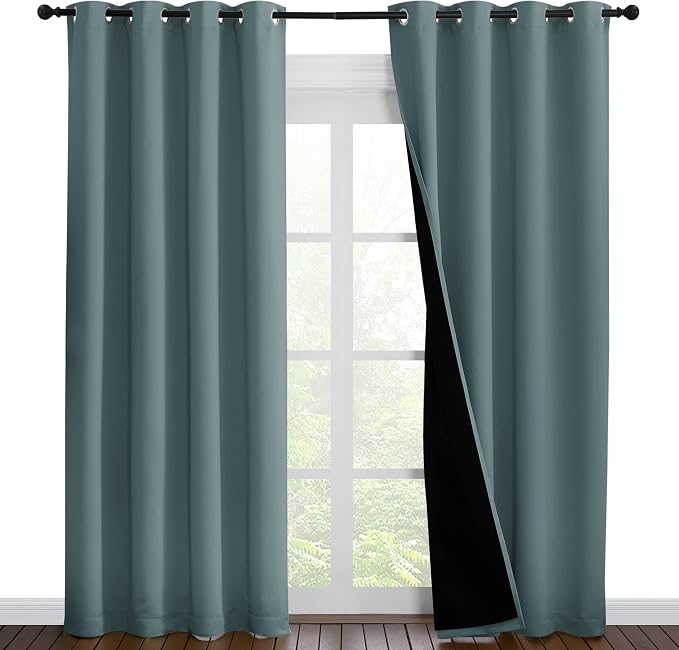 NICETOWN 100% Blackout Curtains 86 inches Long, Pair of Energy Smart & Noise by NICETOWN