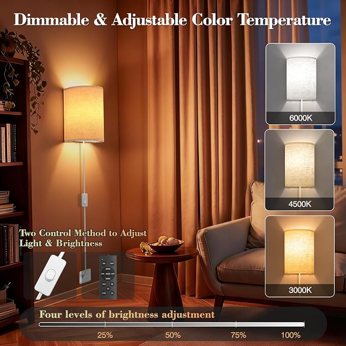 Plug in Wall Sconces Set of Two: Wall Lights - Image 3