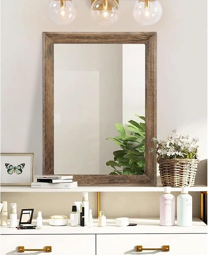 AAZZKANG Rustic Wood Mirror Rectangle Decorative Wall Mirrors - Image 4
