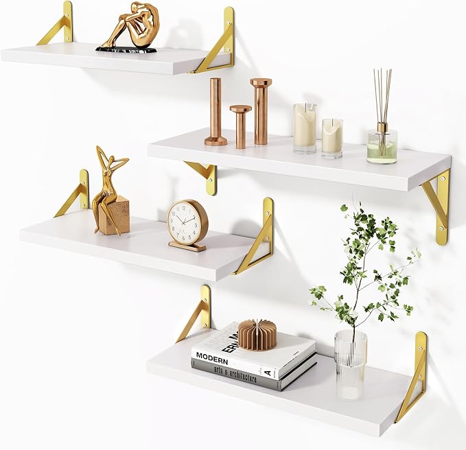 YGEOMER White Shelves for Wall, Different Sizes Wall Floating Shelves for by YGEOMER