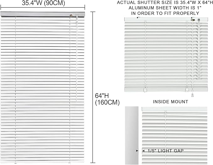 YIIBAII Mini Blinds Suitable for 36" W x 64" H Windows 1" Aluminum Horizontal - Image 6