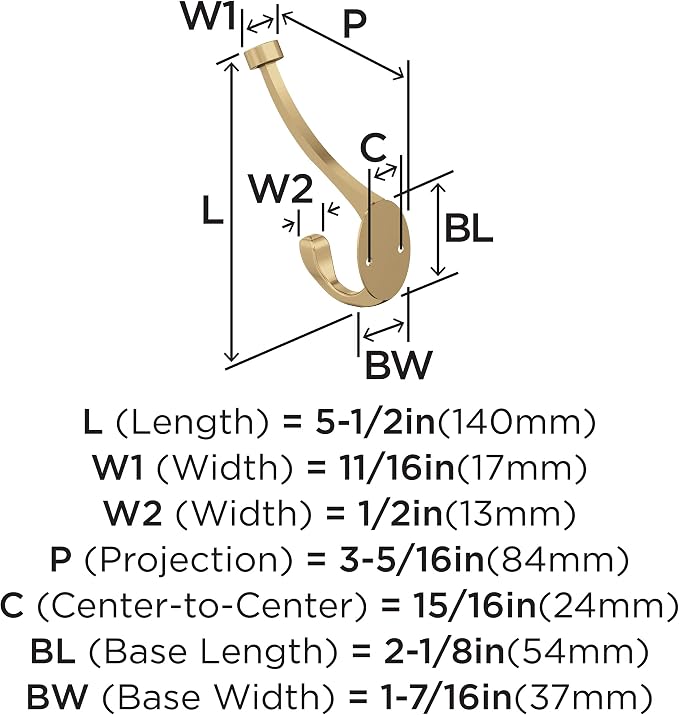 Amerock H55465CZ | Adare Double Prong Decorative Wall Hook | Champagne Bronze - Image 4