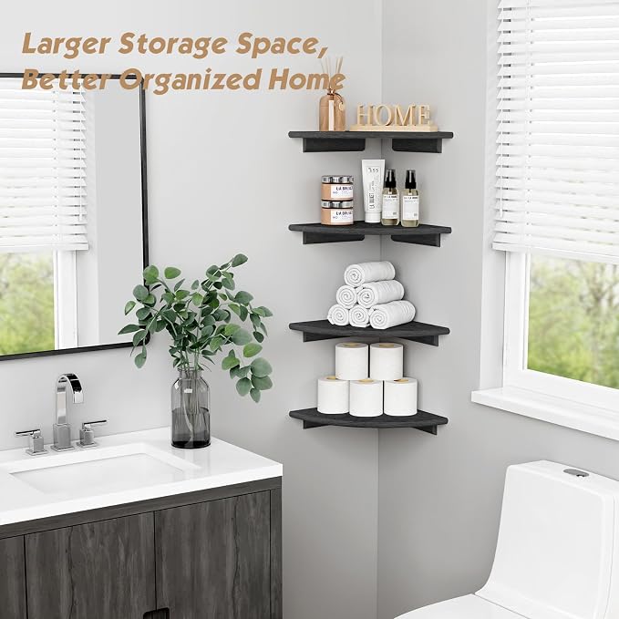 Forbena Black Floating Corner Bookshelf - Image 4