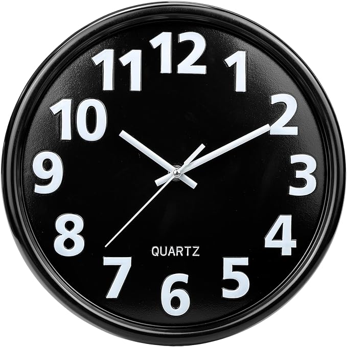 Plumeet 12'' Wall Clock, Battery Operated Wall Clocks Silent Non-Ticking Quartz by Plumeet