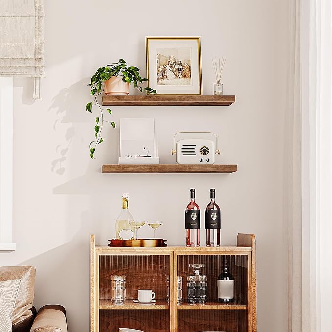 HOOBRO Floating Shelves for Wall, Wall Mounted Shelf Set of 2, 31.5" Hanging - Image 8