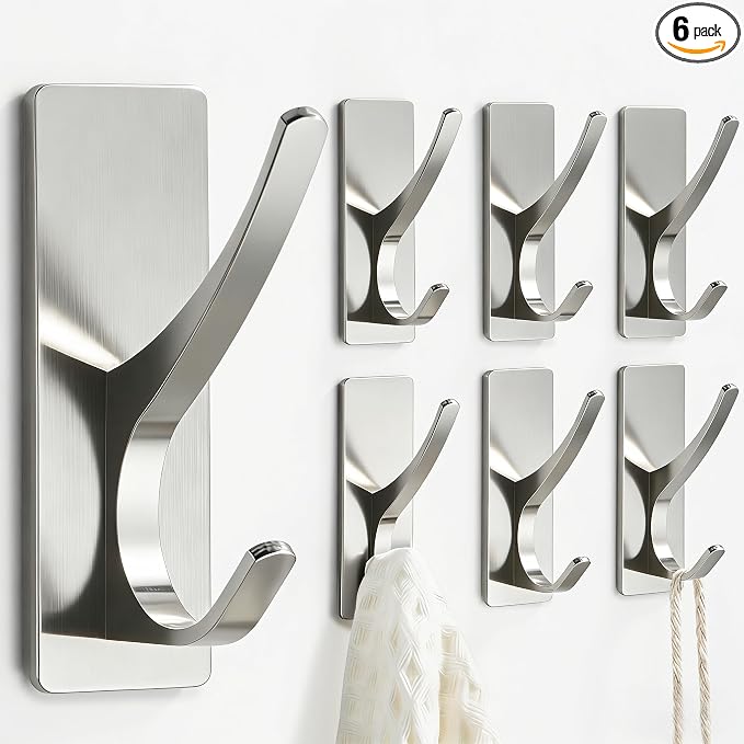 pickpiff Brushed Nickel Self Adhesive Coat Hooks by pickpiff