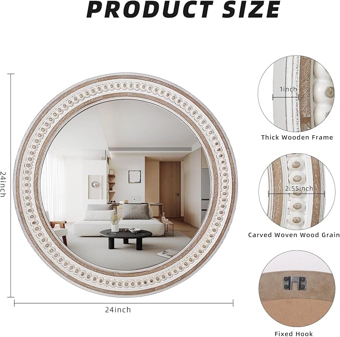 24 Inches Rustic Round Wall Mirrors - Image 5