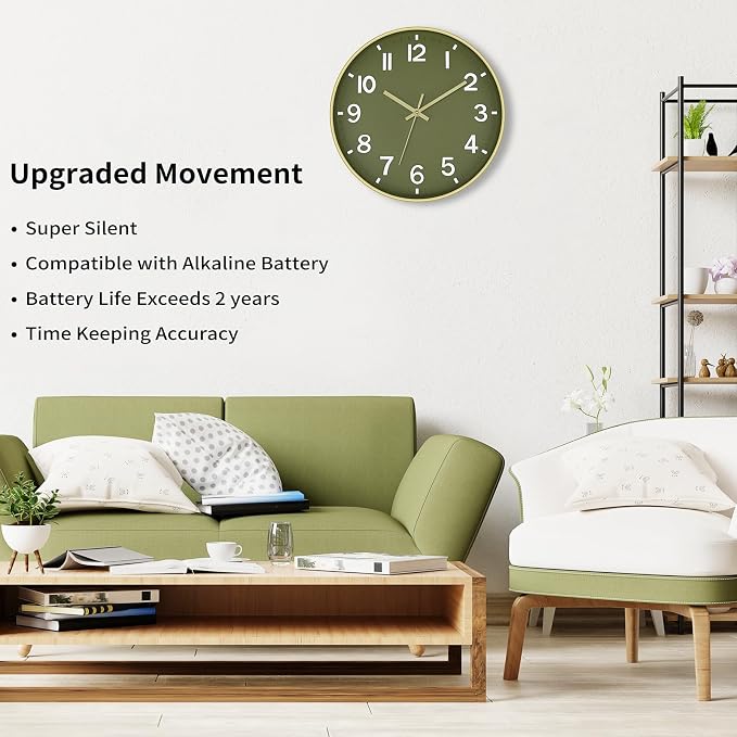 Foxtop Modern Wall Clock Silent Non-Ticking Battery Operated Round Quartz 12 - Image 3