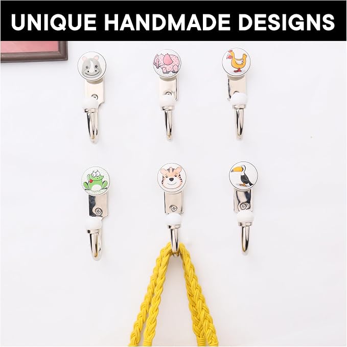Indian Shelf Pack of 12 Ceramic Wall Hooks Kitchen - Image 5
