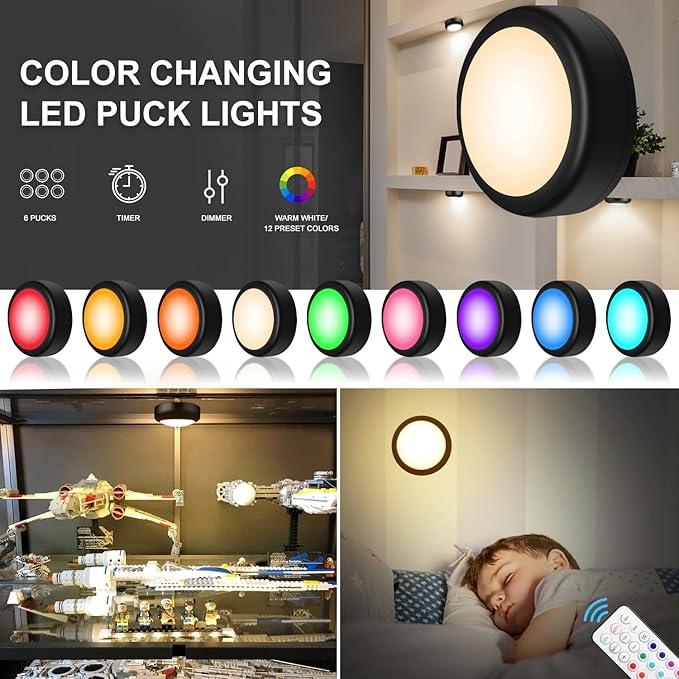 BLS LED Puck Lights with Remote Control, Wireless Under Cabinet & Closet - Image 6