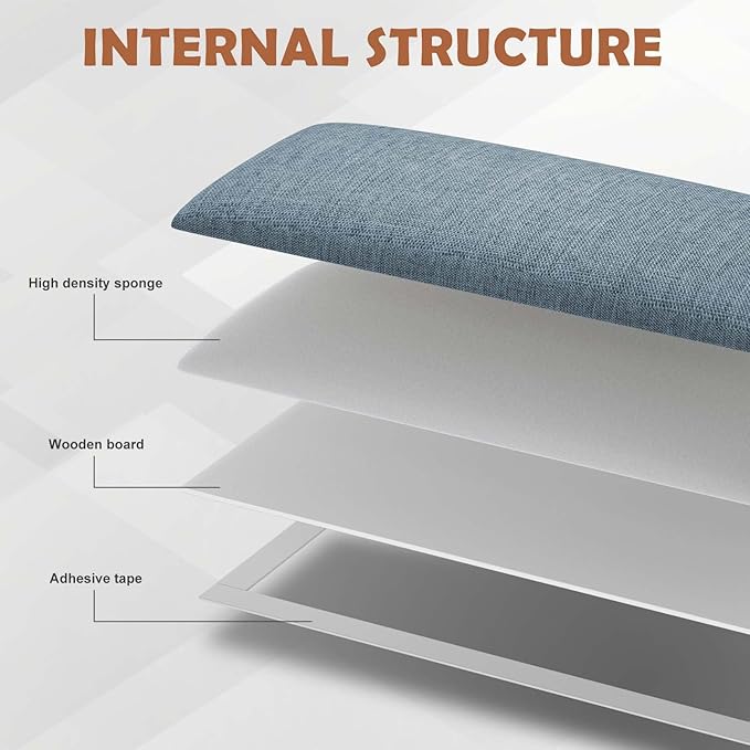 IFNOW Upholstered Wall Mounted Headboard, 3D Soundproof Wall Panels Peel and - Image 5