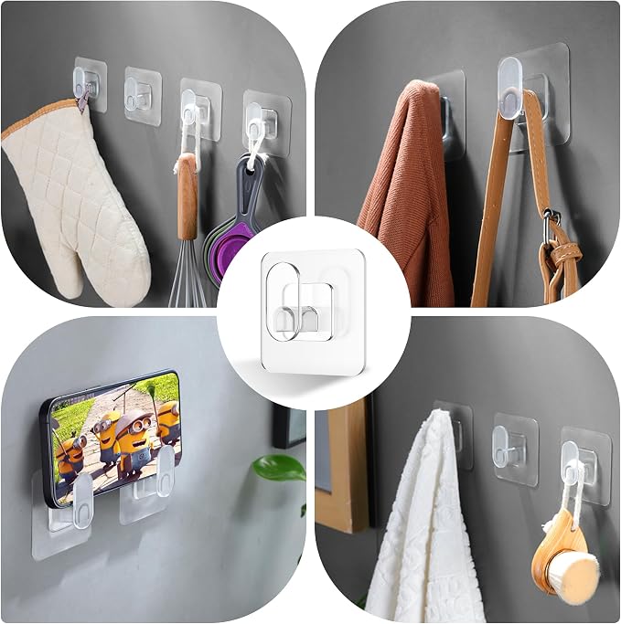 DELITON Clear Cute Storage Hooks, 10 Packs, Adhesion - Image 5